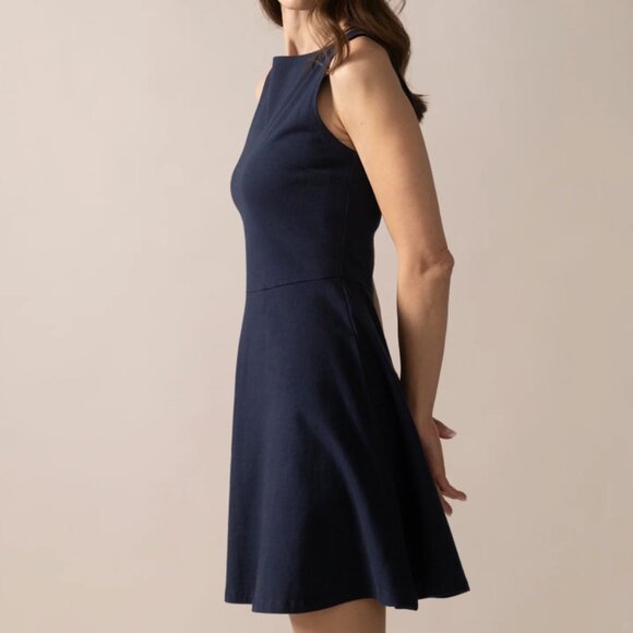 From Rachel - Sleeveless Fit And Flare Knit OTK Dress - Midnight Blue - XS - Picture 4 of 4